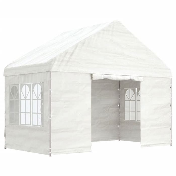 VidaXL Belvédère avec toit blanc 4,08x2,23x3,22 m polyéthylène, tente de fête, chapiteau, abri à auvent, pavillon, tente 362631