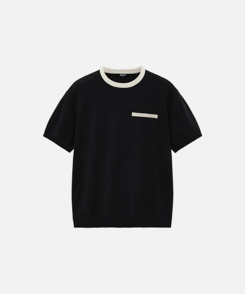 DRAW FIT Contrast Round Half Knit [Black]