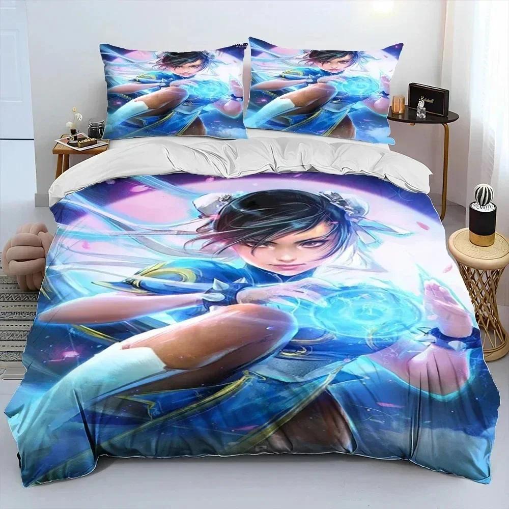 3D Print Street Fighter Retro Game Bedding Set Duvet Cover Bed Set Quilt Cover Pillowcase Comforter King Queen Size Boys Adult
