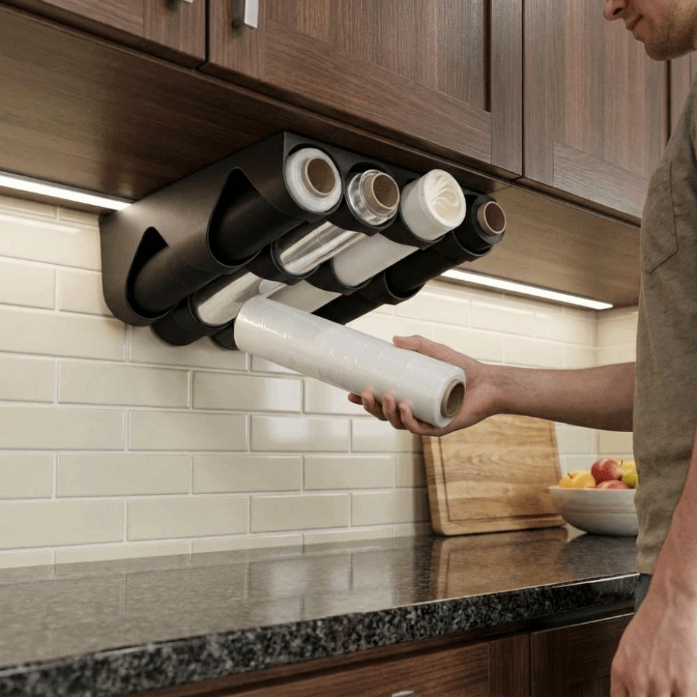 Plastic Cling Film Holder Wall Mounted Kitchen Wrap Organizer Aluminum Foil Organizer Kitchen