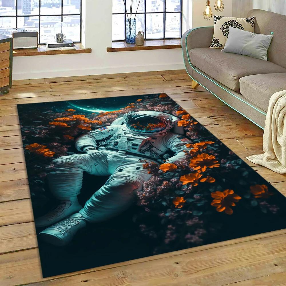 

Outer Space Astronaut Universe Spaceman Cartoon Carpet Rug for Home Living Room Bedroom Sofa Doormat Decor,Kid Area Rug Non-slip 40x60cm
