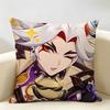 Arataki Itto Genshin Impact Cushion Cover Natural Linen Organic Fabric DoubleSided Printing Room Sofa Decor Pillow Case