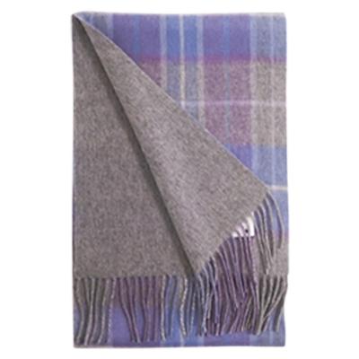 Macocca Kasjmier Omkeerbare Ruit 186cm x Ruitpatroon 100% Sjaal, Blauw, 30cm, Groot, Unisex,