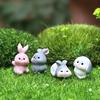 Figurine Miniature Cute Rabbit Micro Landscape Resin Ornaments For Home Decoration Kawaii Animal Bunny Room Desk Decor Gift