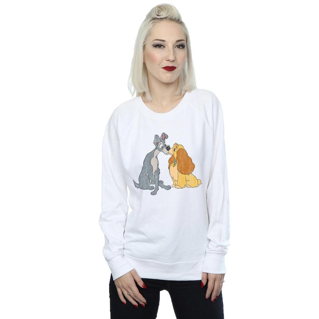 Disney Womens/Ladies Lady And The Tramp Distressed Kiss Sweatshirt