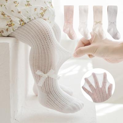 Newborn Baby Leggings Summer Girls Tights Ultra-Thin Hollowed Out Mesh Bow Princess Girls White Dance Pantyhose