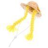 Porch Goose Statue Straw Hat Sunflower Braided Small Woven Outdoor Lawn Goose Accessory Outdoor Garden Statues Hat