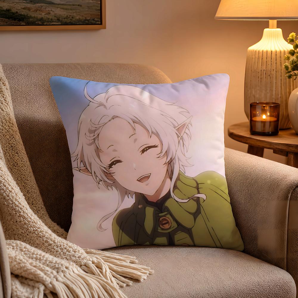 Anime MMushoku Tensei Cushion Cover Soft Plush Cushion Cover Double Print And Invisible Zipper For Sofa Home Car Use