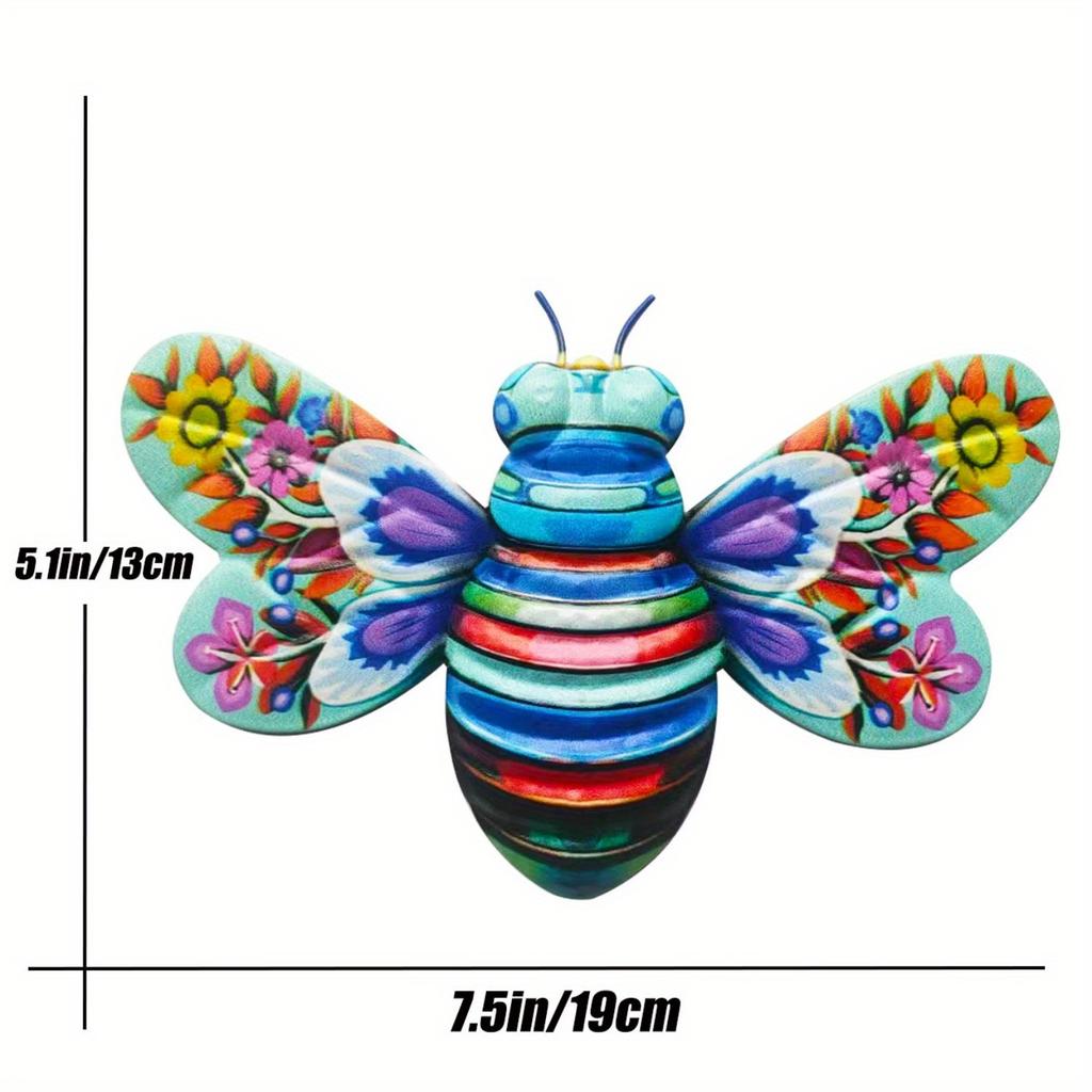 Metal Butterflies Outdoor Wall Art Decor, 2D Colorful Garden Sculpture Outdoor Iron Hanging Decor Ornaments