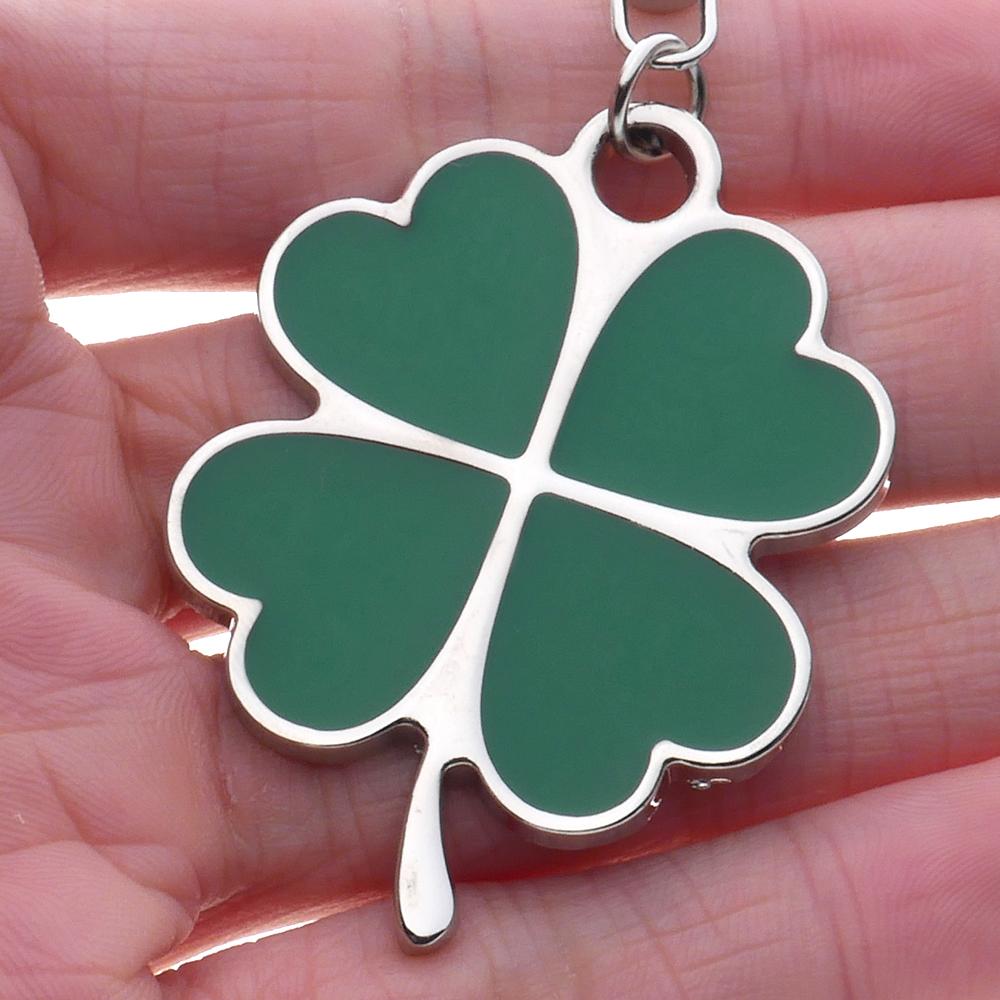Simple New Niche Green Leaf Keychain Fashion Creative Exquisite Four-leaf Clover Lucky Keychain Key Ring Holiday GiftAccessories