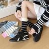 Autumn and Winter Girls' Dream Socks, High Slit Color-blocking Striped Socks, College Style Sports Socks, Pure Cotton Pile Socks