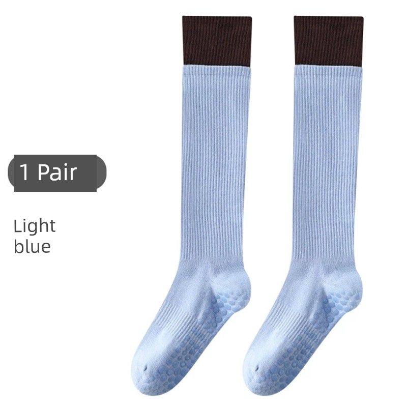 

Длинные носки для йоги Нескользящие Профессиональные Женские Носки для Помещений для Взрослых Спортивные Фитнес Нескользящие Носки Носки для Пилатеса Light blue