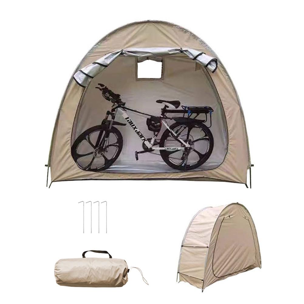 

Jumei Велосипедный чехол для улицы, защита от дождя и УФ-лучей, легкая портативная палатка, для 1-2 велосипедов, хранение, гараж, защита, защита, установка, (хаки)