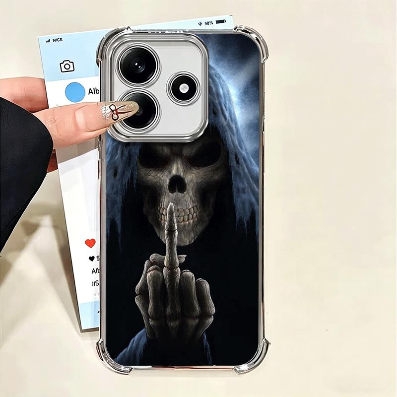 Coque de téléphone plaquée style amusant avec squelette de la Faucheuse pour Xiaomi Poco X5 X6 X7 X8 Pro Max F8 Ultra F7 M8 M7 M5S Redmi 15C 15 14C 1
