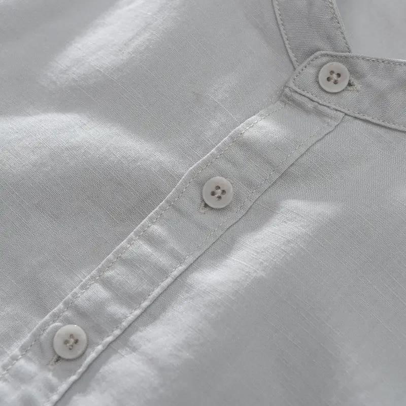 Men's Short-Sleeve Chinese-Style Linen Cotton Shirt - Casual Loose Fit