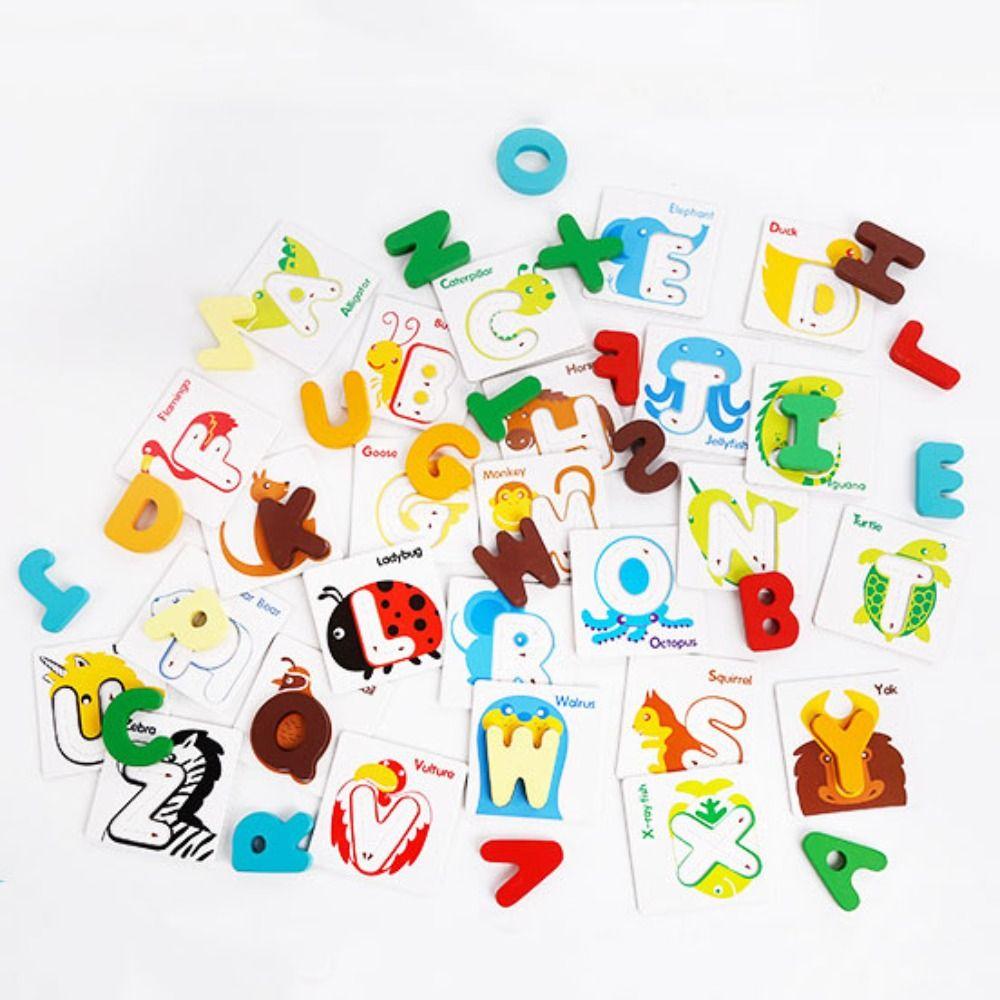 Double-Sided English Alphabet Puzzle Game Alphabet Puzzle Matching Board  Children Kids Boys
