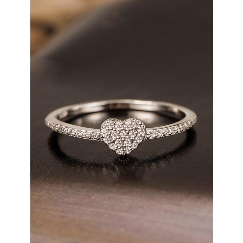 1pc Romantic Micro Inlaid Heart Shaped Women's Ring, for Party, Bridal, Wedding Jewelry Engagement