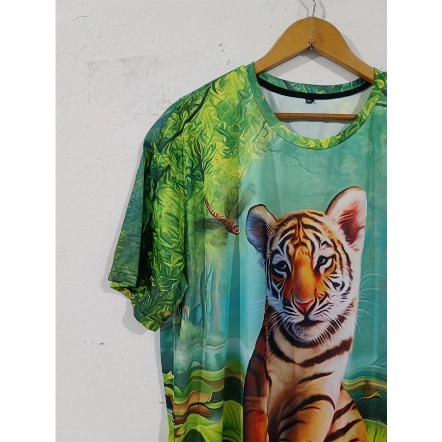 Summer 3D Printed T Shirts Round Neck Streetwear Casual Knit Stretch Fabric Soft T Shirt Men Plus Size European Male Tee Shirts