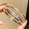 Luxury Full Micropaved Zirconia Double Layer Bracelets Shiny Geometric Zircon Wedding Party Jewelry for Women