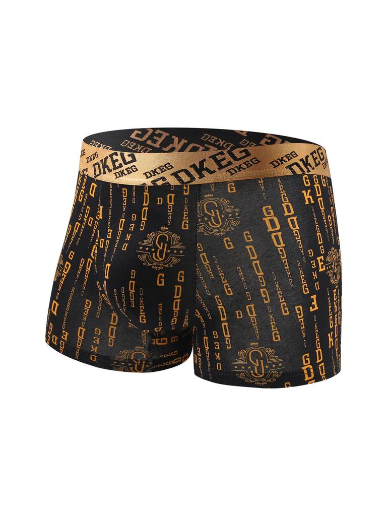 Luxurious Black & Gold Men's 3D Pouch Boxer Briefs - Antibacterial Pure Cotton