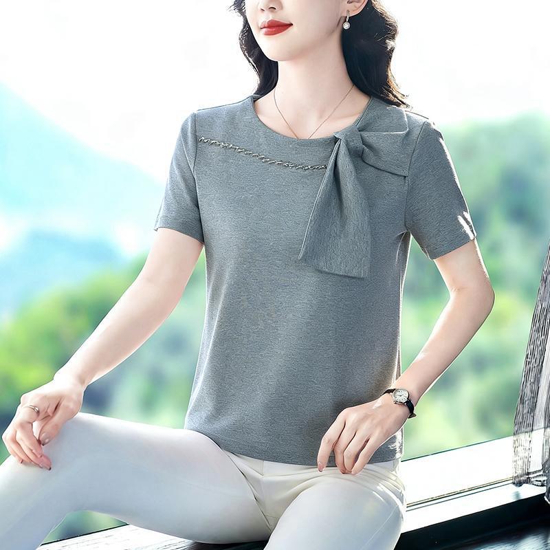 

2026 Women s Short Sleeve Plain Polo Shirt - Slimming, Versatile, Loose Fit with Lapel 5XL (150-160 lbs) сірий колір