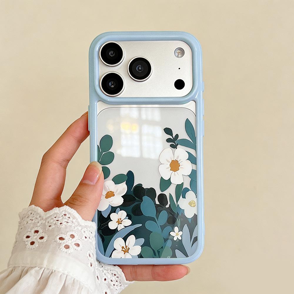 Spring little white flower is suitable for iPhone17Pro mobile phone case, the new anti-drop Apple 16/15 transparent protective case 14.