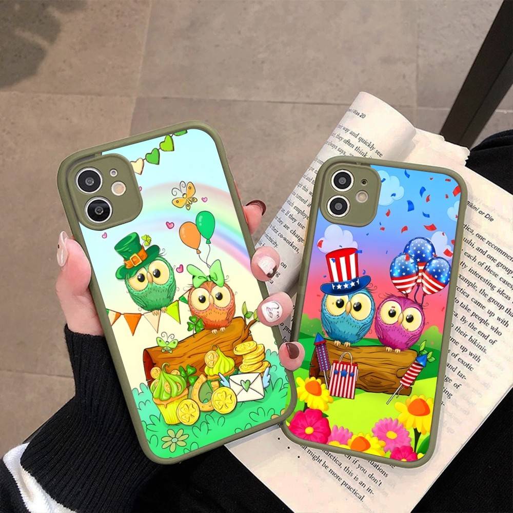 Cartoon Cute Owl For Silicone Matte Phone Case For IPhone 16 Pro Max 15 14 13 12 11 X XS MAX