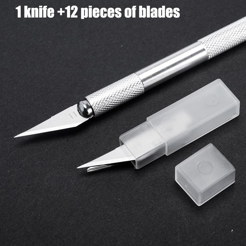 12Pcs /Set Metal Engraving Knife Manuals Special Utility Knives Rubber Stamps Artistic Wood Engraving and Paper Cutting Knives серебряный