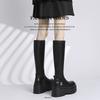 Women's Thick-soled  High-tube Mid-tube Boots Autumn New Outdoor Black Wearing Slip-on Casual Boots