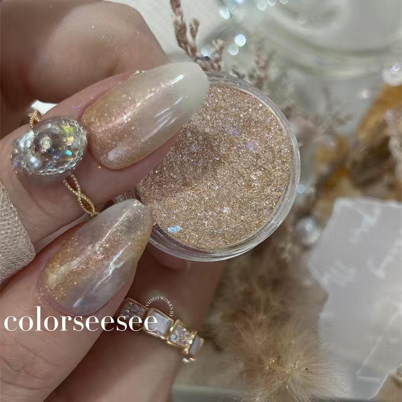 Mei Mei Original Fine Glitter Soft Silver Orange Ombre Nail Art Series