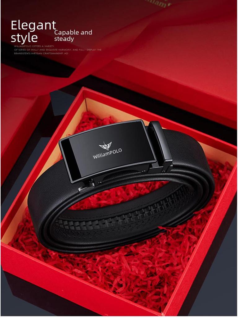 Paul Men's High-Grade Leather Automatic Buckle Belt - Sleek Business Style