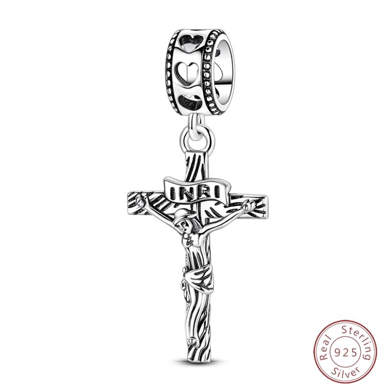 S925 Silver Bee Bear Easter Egg Guitar Jesus Saint Mary Charms Beads Fit 3mm Bracelets DIY Fine Jewelry Making