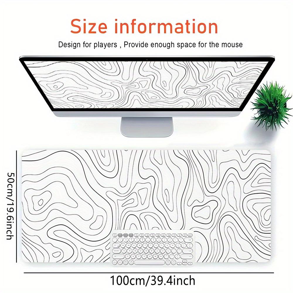 Large Multi-Size Non-Slip Rubber Base Contour, Abstract, Lines Mouse Pad, Stitched Edges Keyboard Desk Mat for School, Office, Home, Gift Fo