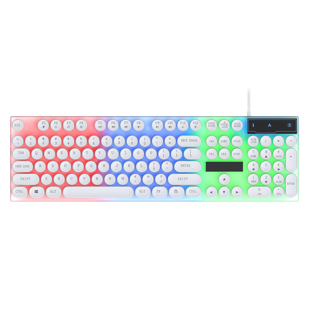 Colorful LED Backlit Keyboard and Mouse Combo Gaming Wired Keyboard USB Keyboards with Gaming Mouse White
