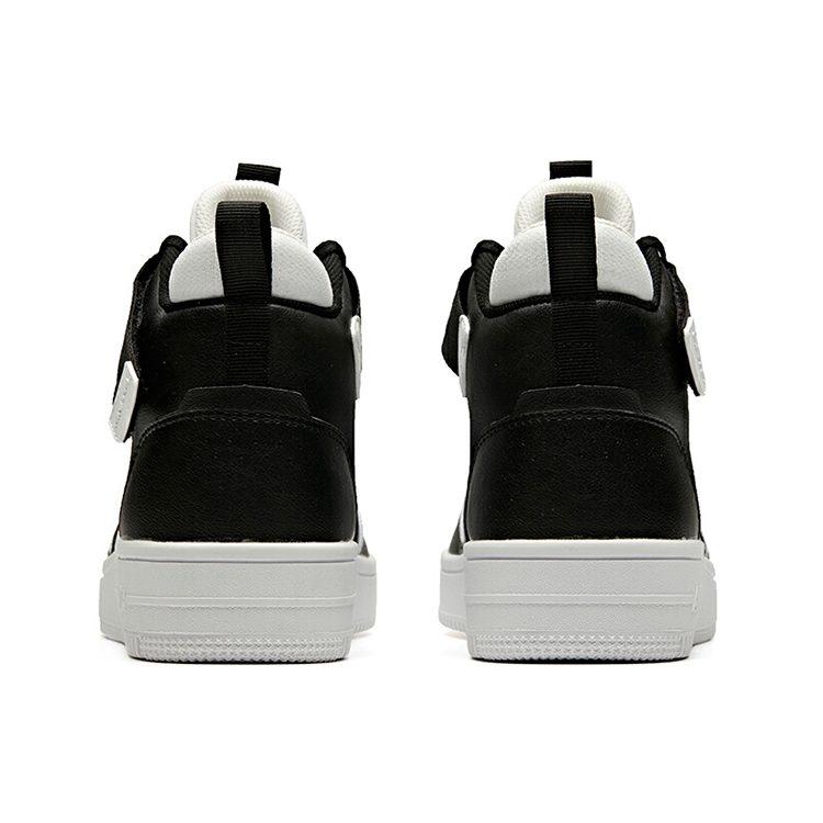Anta Textile, Synthetic Leather Slip Resistant Abrasion Resistant High Top Skateboard Shoes Men's Black White 91948061-4