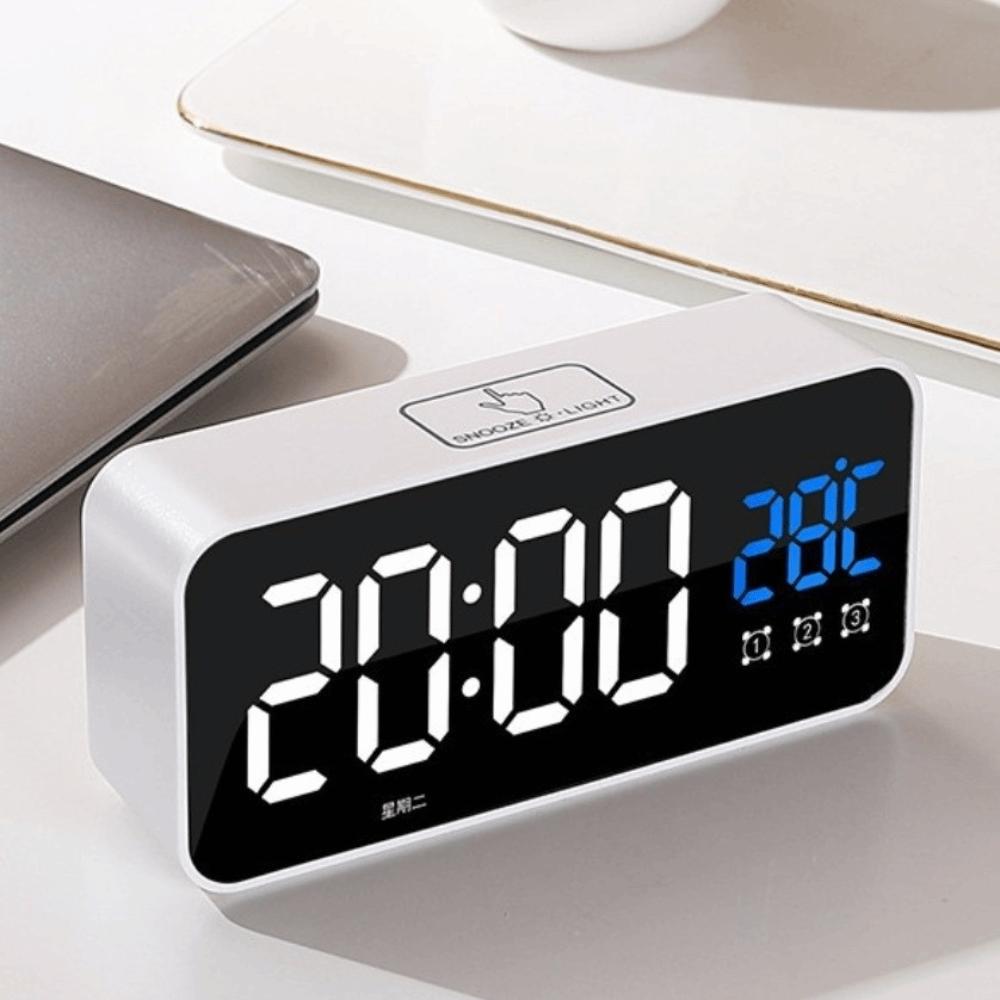 Rechargeable Battery Alarm Clock Voice Control LED Table Clock New Digital Alarm Clock Bedroom Use