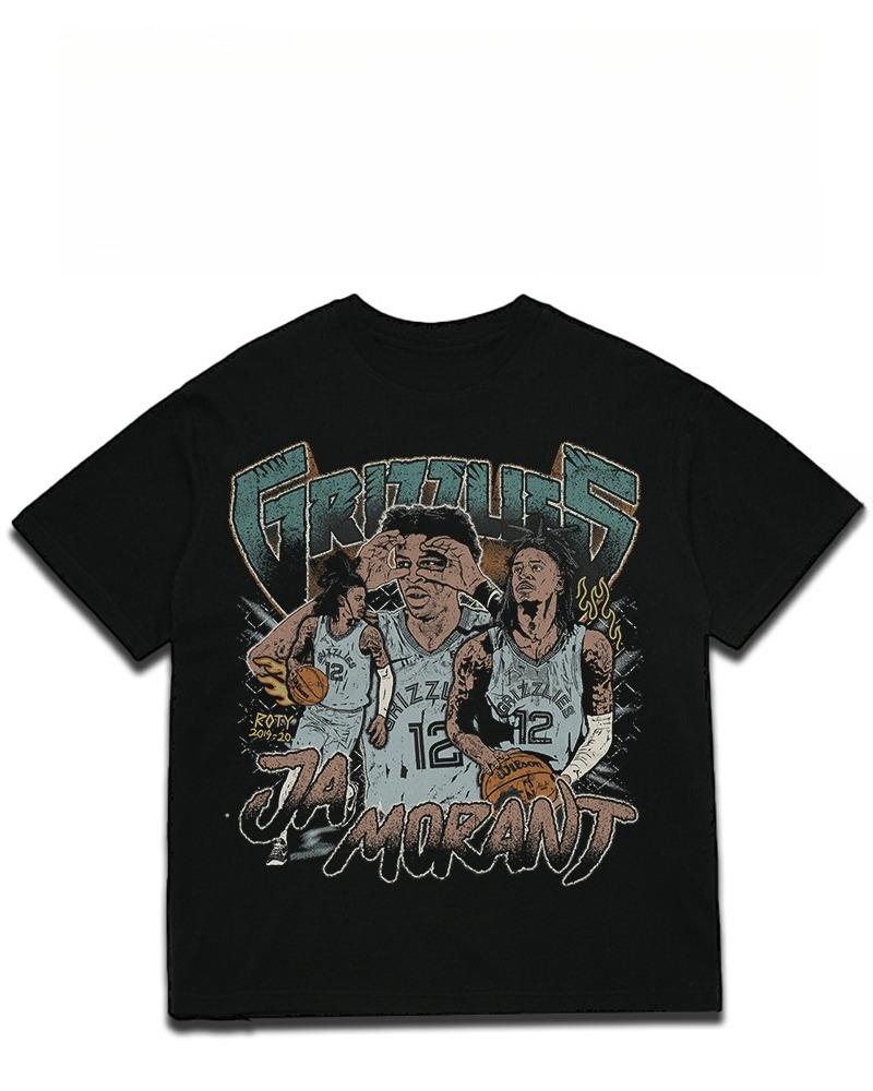 2025 Fashion Men's Summer Hot Men's T-Shirt 2025 New Memphis Grizzly Jamal Basketball American Couple Loose Short Sleeve T-Shirt