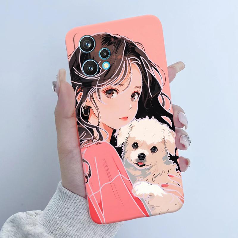 For Realme 9 Pro Plus Phone Case RMX3392 RMX3393 Flower Girl Design Soft Silicone TPU Back Housing For Realme9 4G RMX3521 Covers