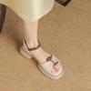 Sandals for Women Color Spelling Roman Style Open Toe Woman Shoes Platform Leather Asian Size On Sale Luxury Summer Daily Korea