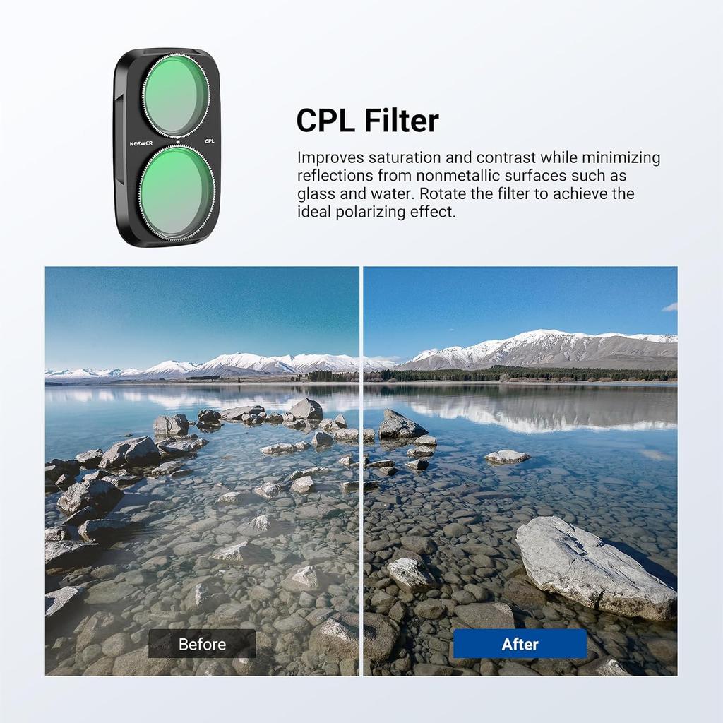 NEEWER CPL + ND Filter Set , Circular Polarizer Neutral Density (ND16 + ND64 + ND256) For Osmo Pocket 4P Only