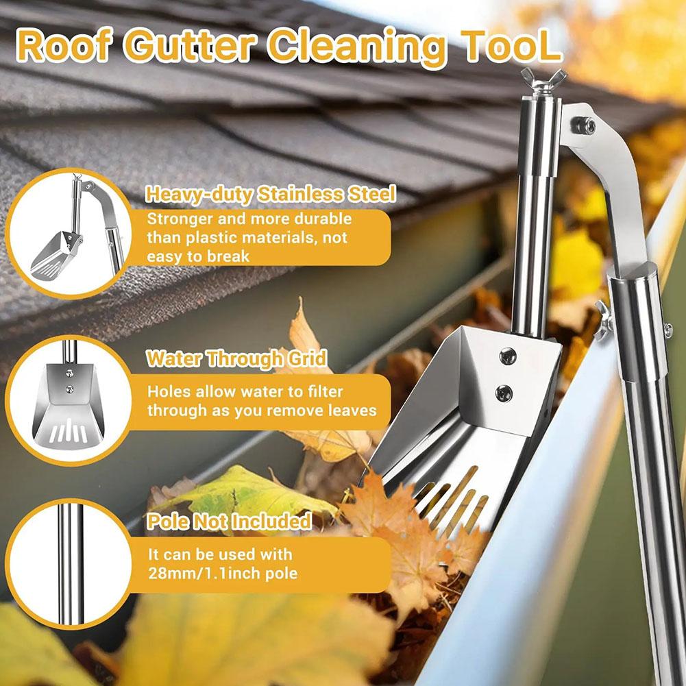 Multifunctional Household Gutter Cleaning Tools Roof Gutter Scoop Stainless Steel Cleaning Shovels for Roof Garden Ditch Gutters