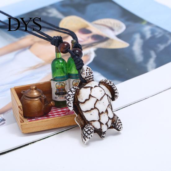 Vintage Men Resin Turtle Pendant Adjustable Rope Chain Necklace Jewelry Gift