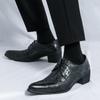 Fashion Trendy Brand Men's Pointed Comfortable High-heeled High Rise Leather Shoes Fashionable New Carved Lace Up Blok Leather Shoes