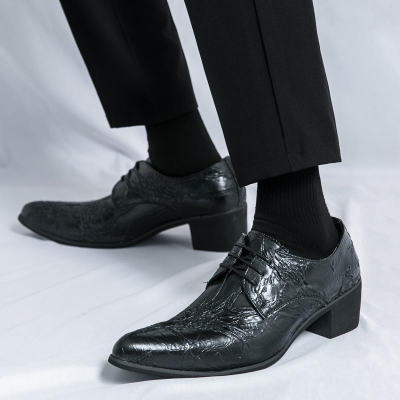 Men Dress Derbys Formal Business Leather Shoes Black Pointed Toe Tuxedo Wedding Shoes Plus Size