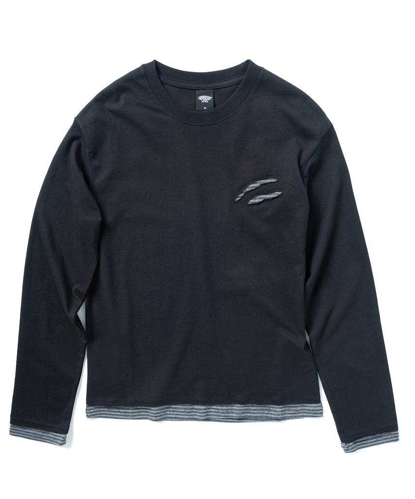 SUPERSUB Scratch Layered Long Sleeve T-Shirt - Black