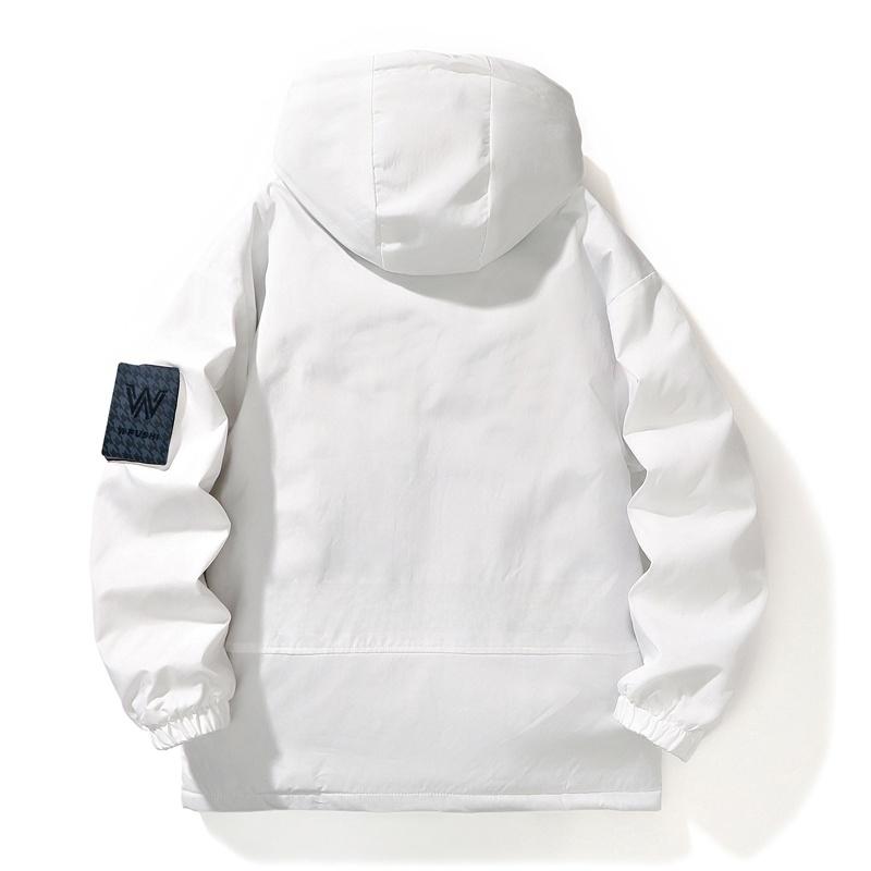 Winter Thickened Fleece Lined Jacket Men's Loose Warm Cotton Coat Youth Outerwear Hooded Casual Long Sleeve Zipper Closure Coat