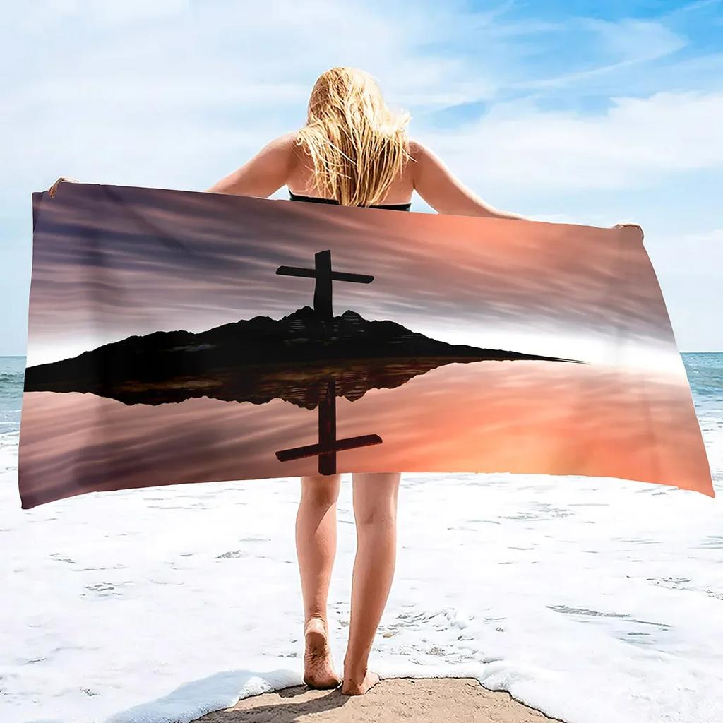 Pray to god Microfiber Lightweight Thin Beach Towels,Compact Sand Free Swim Pool Blanket for Outdoor Traveling on Vacation