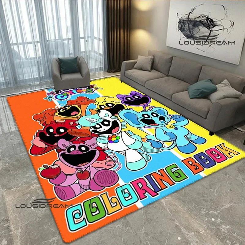 S-lächelnde Kreaturen Cartoon-Druck Teppich Rutschfester Teppich Yogamatte Fußmatte Fotografie Requisiten Küchenteppich Bereichsteppich Geburtstagsgeschenk