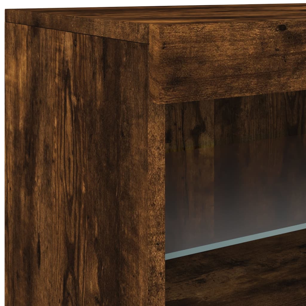 Sideboard with LED Lights Smoked Oak 60 x 37 x 67 cm