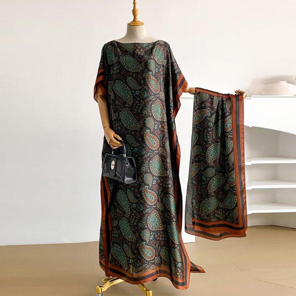 Elegant Print Cape Shawl Floral Butterfly Peacock Cape Shawl Scarf for Beach Vacation